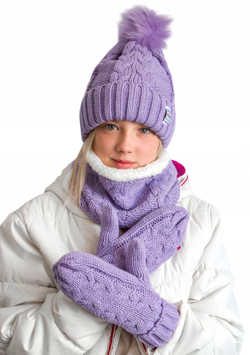 ZESTAW DAMSKI KOMPLET ZIMOWY CZAPKA FIOLET KOMIN RĘKAWICZKI Marka inna