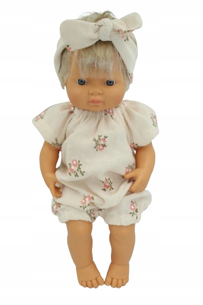36-38cm KOMBINEZON MUŚLINOWY dla lalki KWIATUSZKI