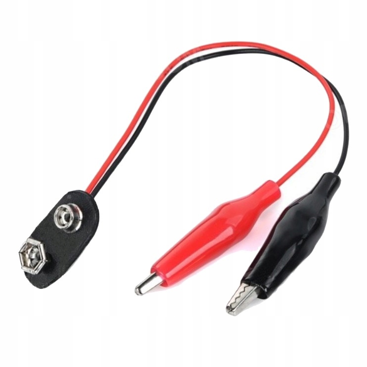 GNIAZDO ZATRZASK BATERII 9V 6F22 ADAPTER Z KROKODYLKAMI L15