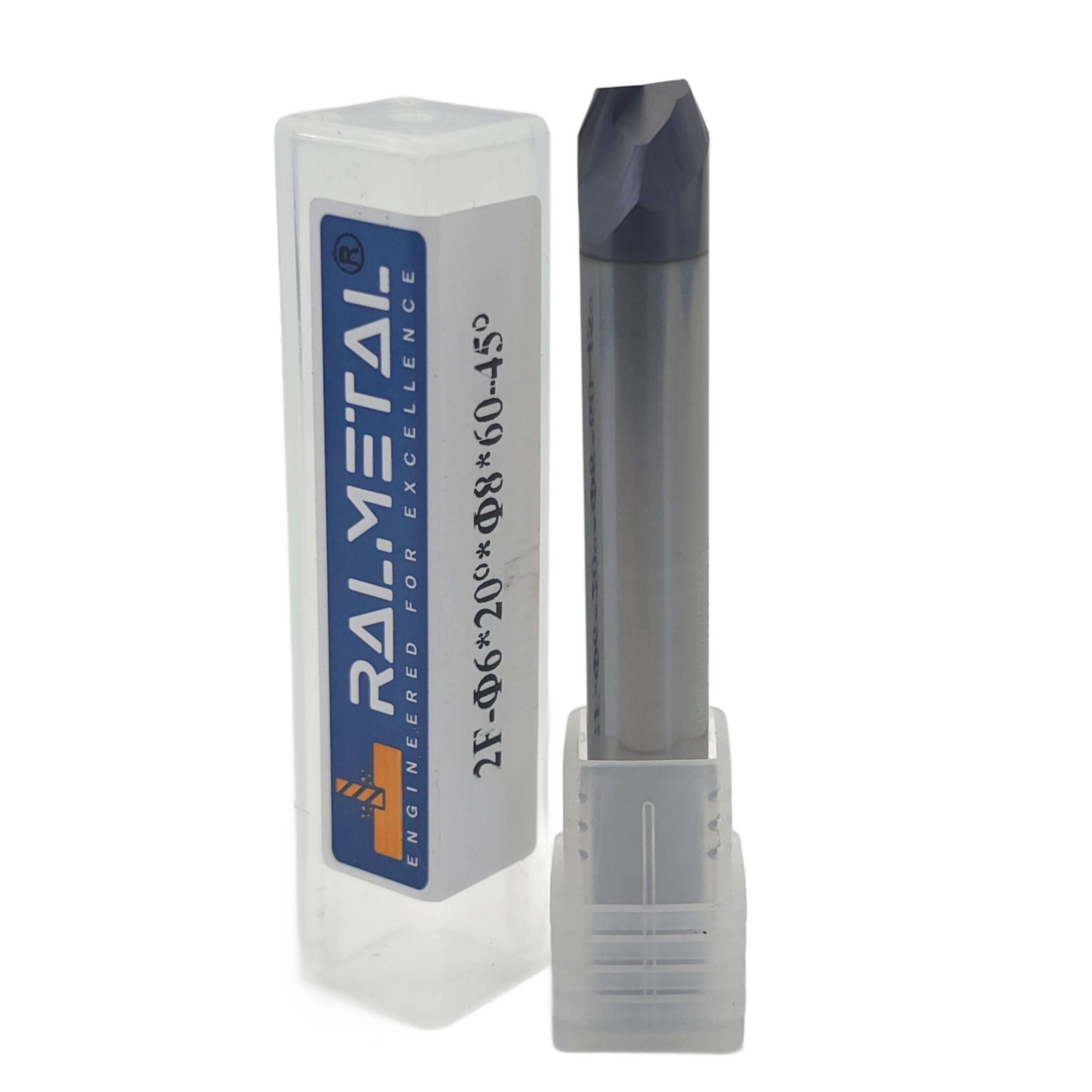 Frez Stożkowy Vhm do Matryc Płaski 6 x 20° x D8 x 60 mm AlTiN