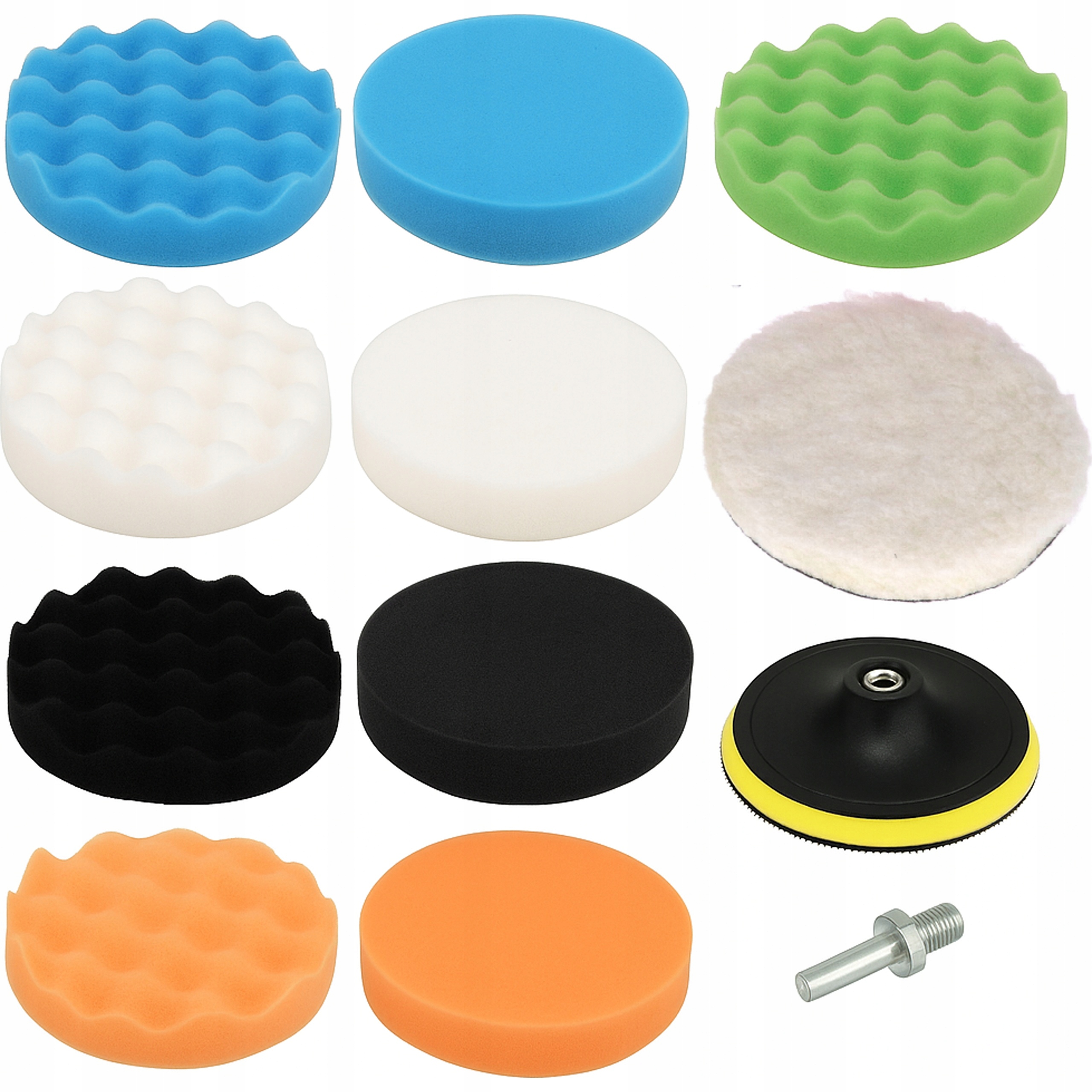 Gąbki Polerskie Na Wiertarke Do Polerowania 150MM M14 Zestaw 12 Szt