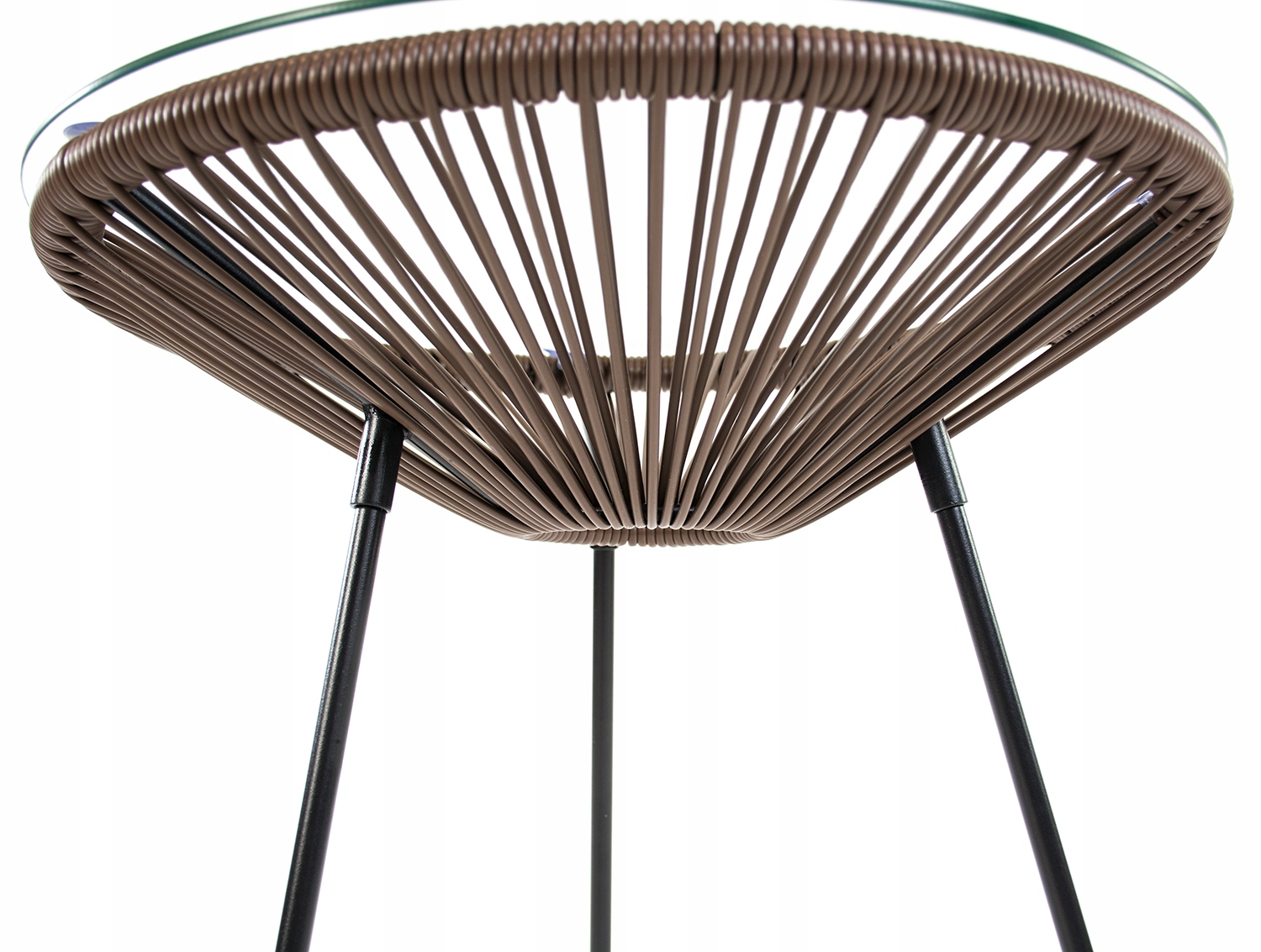 SZKLANY STOLIK OGRODOWY KAWOWY OKRĄGŁY STÓŁ NA BALKON MEBLE TECHNORATTAN Wysokość mebla 49 cm