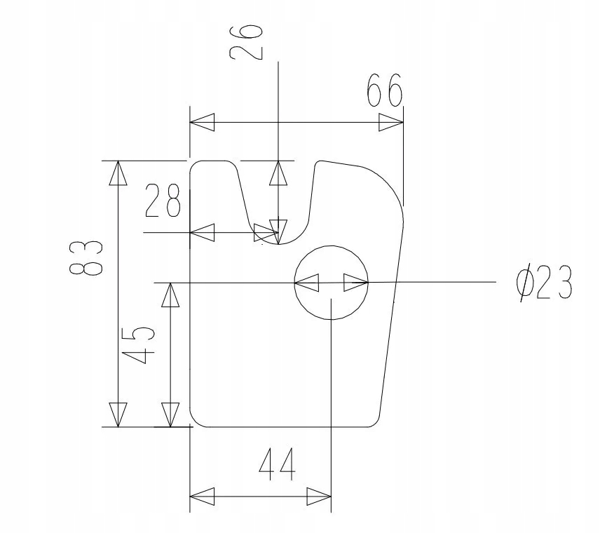Element zawiasu burty - Długość 83 mm Marka maszyny Inna