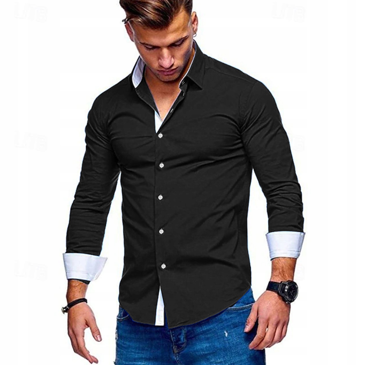 Pánská klasická Elegantní košile s ležérním kontrastem