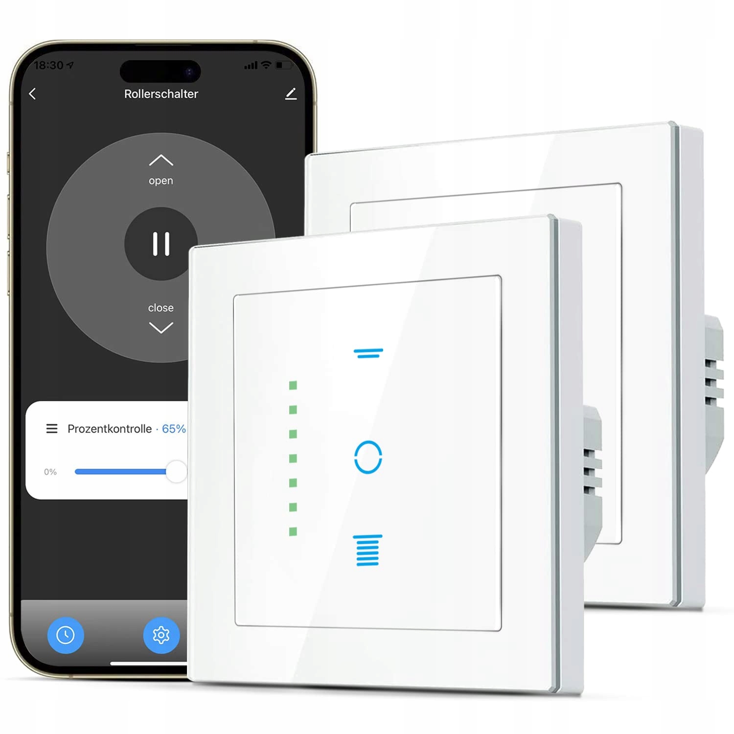 Dotykový Nástenný Prepínač Pre Rolety Currysmarter 6GEN Časovač App 2KS