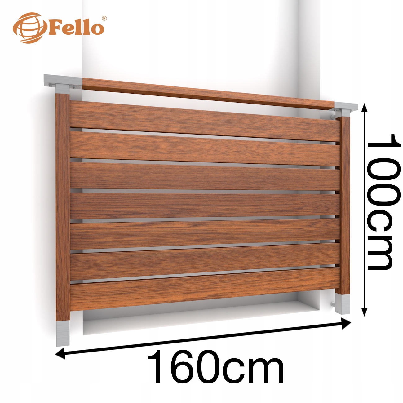 Balustrada francuska o szerokości 160 cm w kolorze szarym
