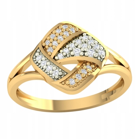 

Okazały Złoty Pierścionek Ozdobny Kwadrat Pr. 585