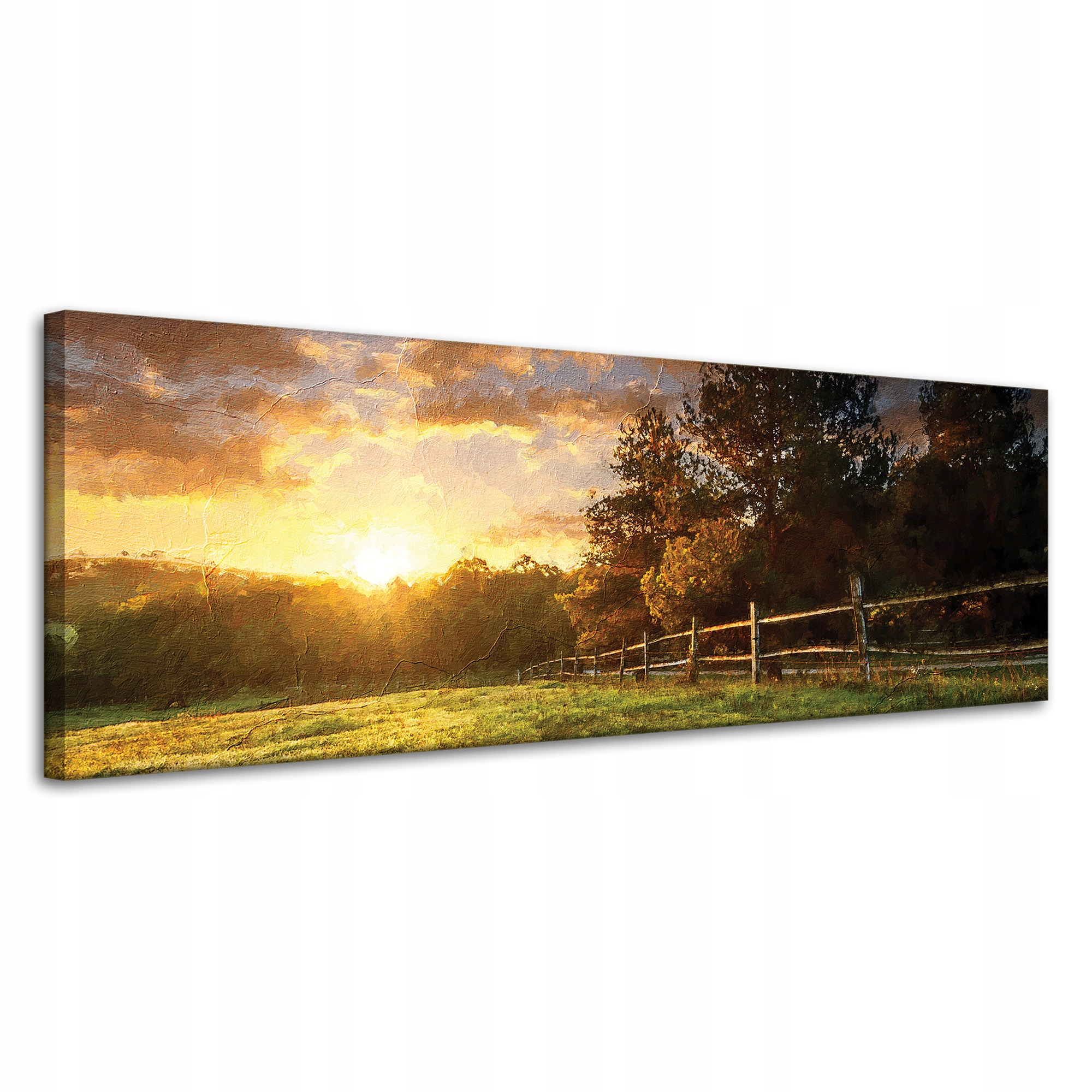 Obraz na plátně Slunce Krajina Venkovské stromy Louka 120x40 cm