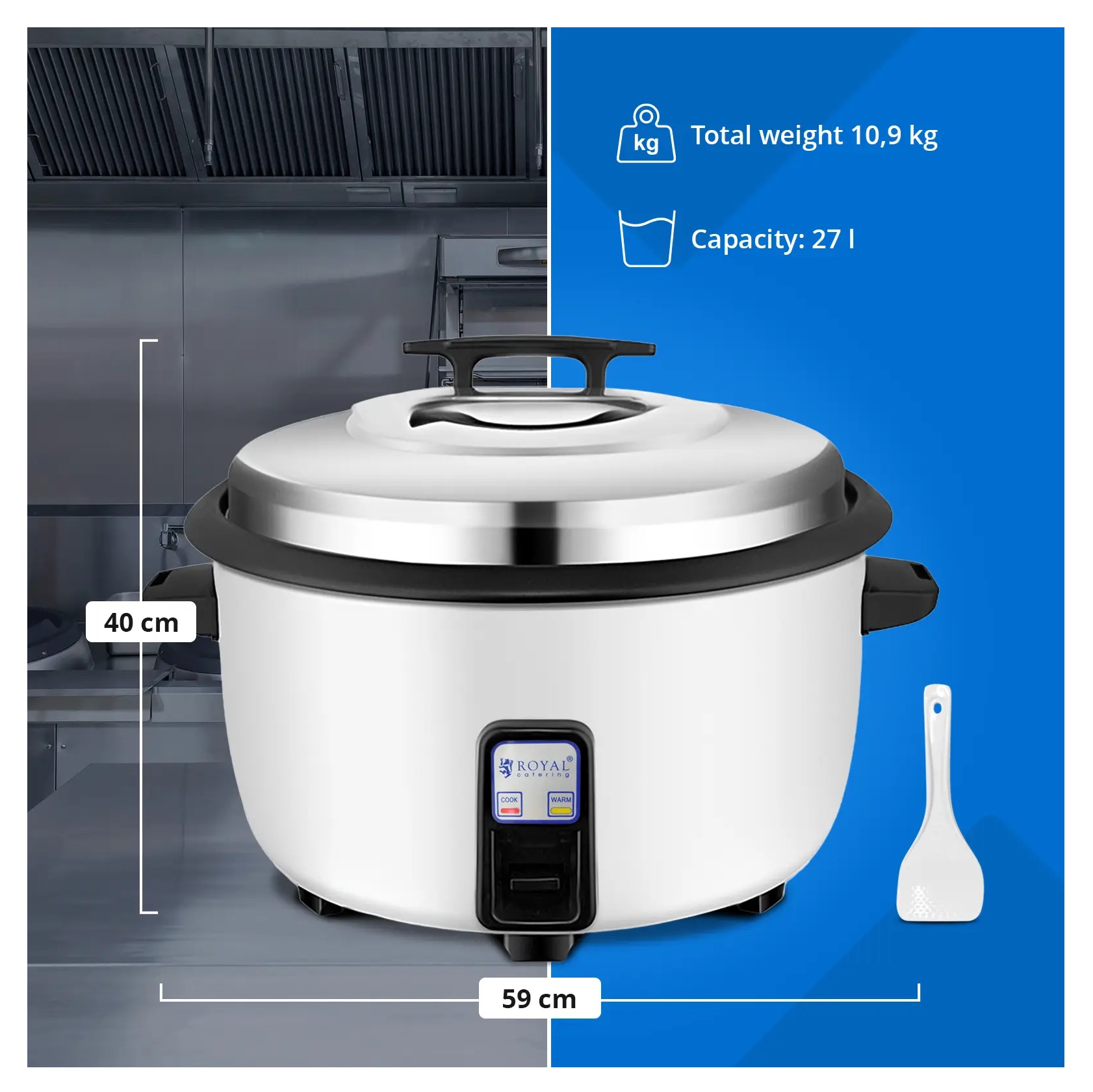 Garnek elektryczny do ryżu 27 l 3600 W Royal Catering RCRK-38L 10013475
