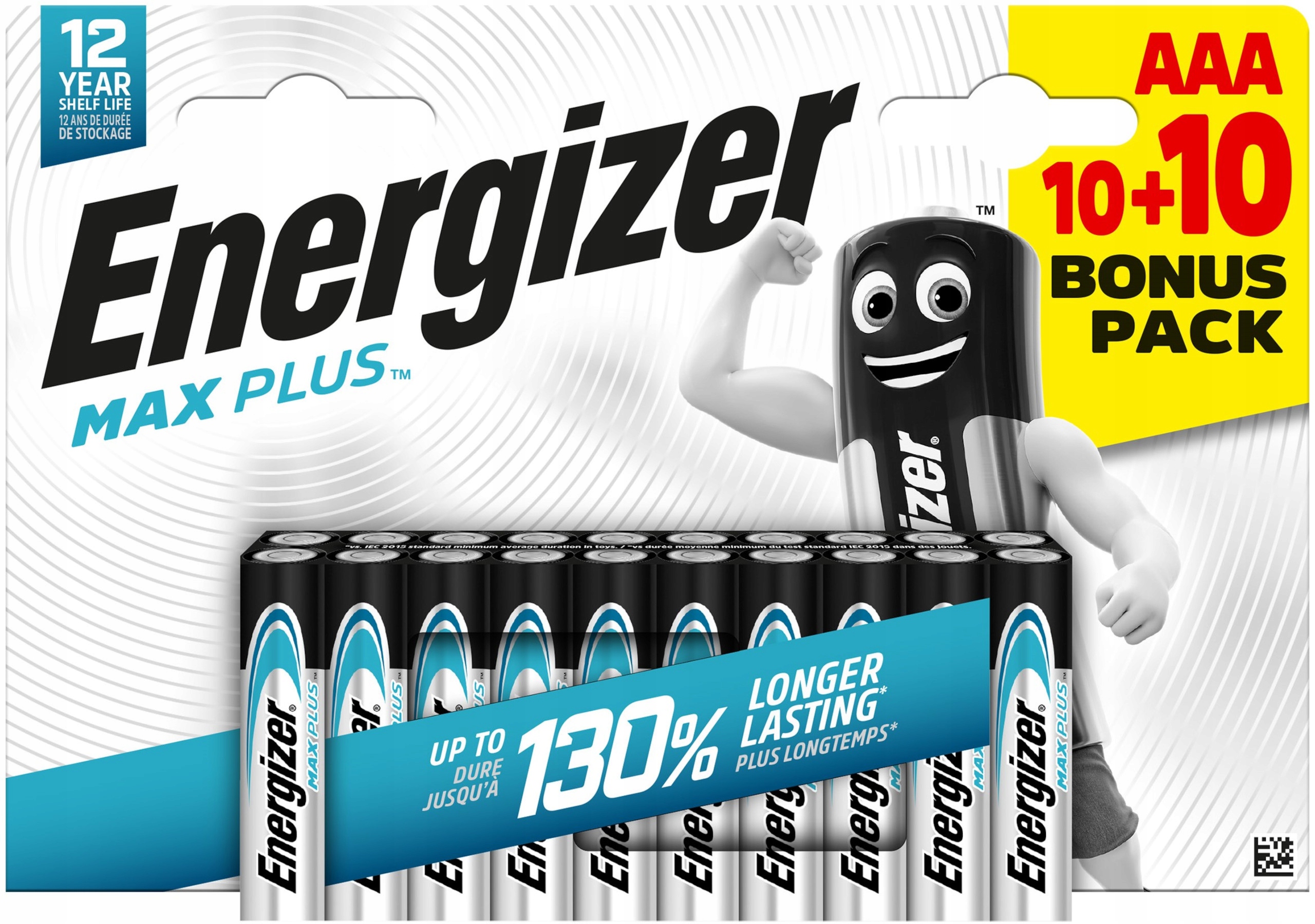 20x baterie alkaliczne AAA Energizer Max Plus LR03 1,5V paluszki małe