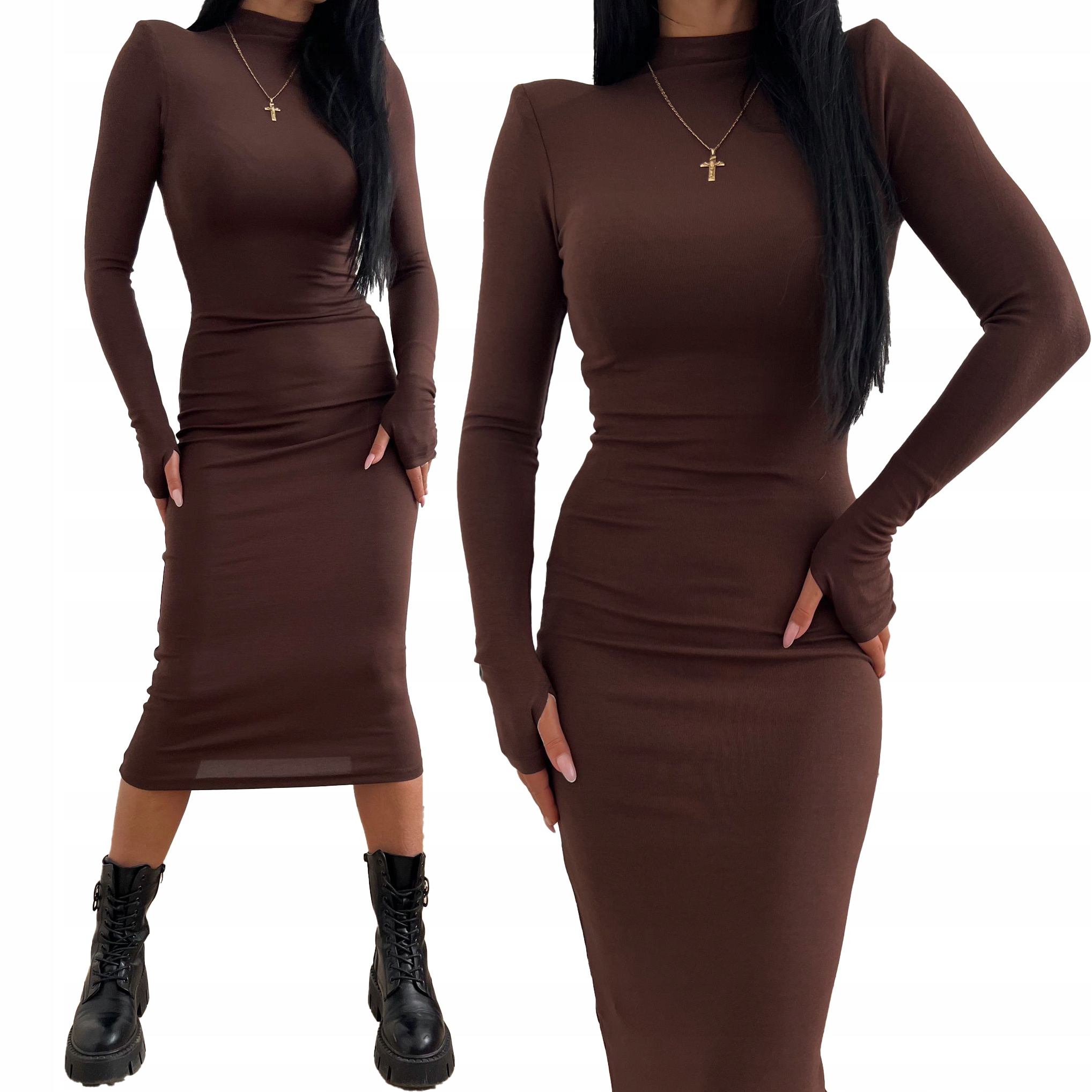 Šaty MIDI Sukně s polštáře na ramenou, velikost M