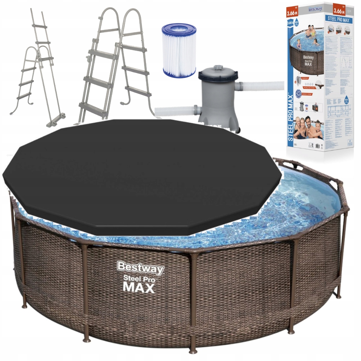 

Bestway 56709 Basen Stelażowy 366X100CM Pokrywa