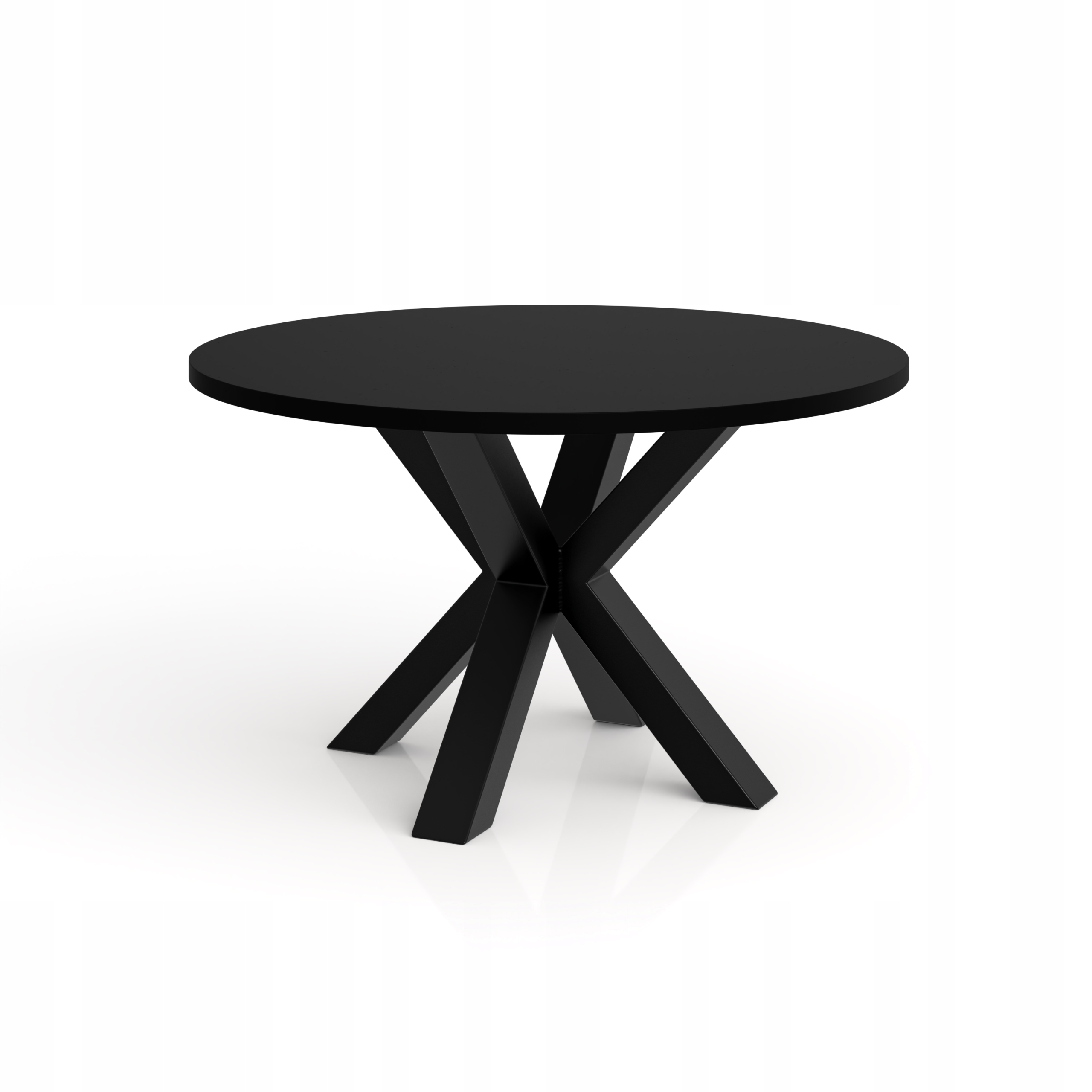 Černý konferenční stolek, černý kulatý stolek 90 cm do obývacího pokoje. Loftový stolek