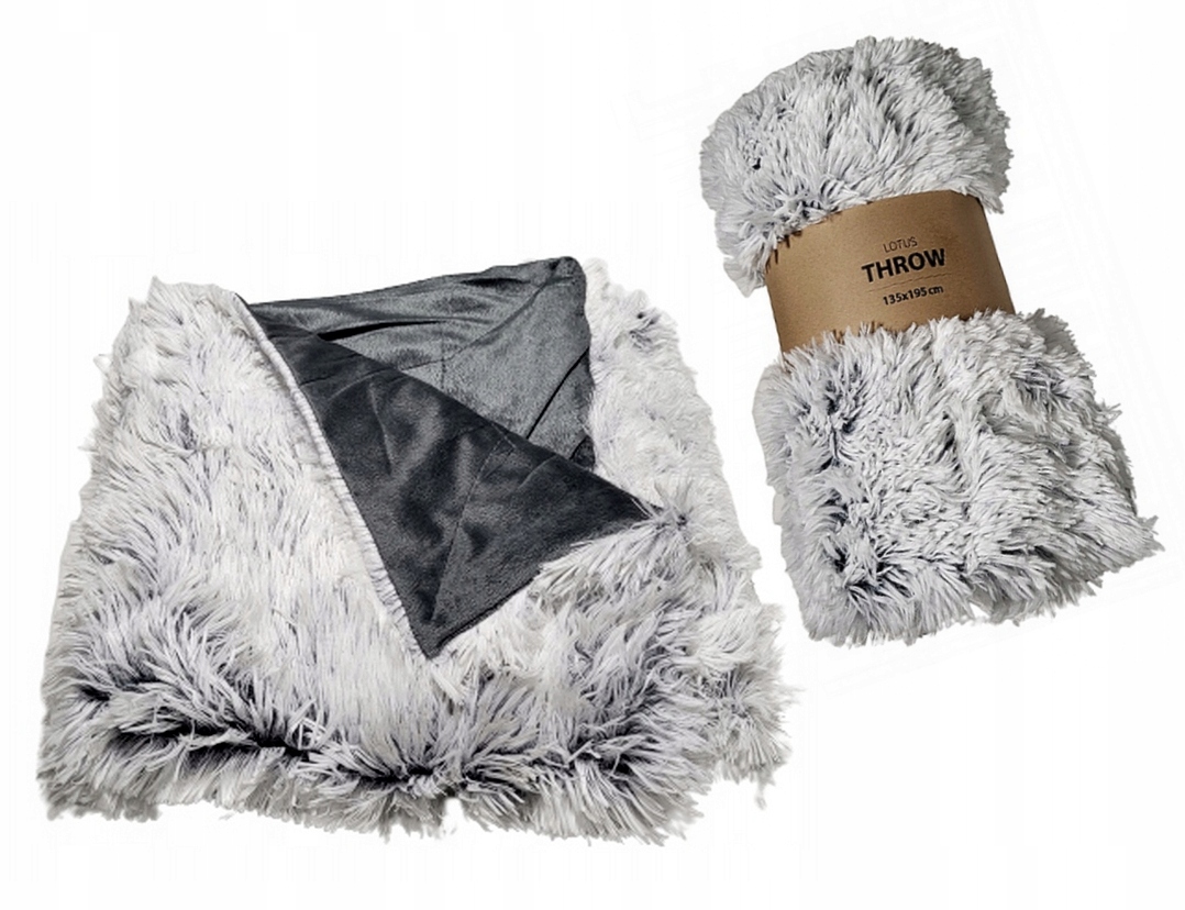 Deka Přehoz Umělá Kožešina Lotus Šedá 135x195cm