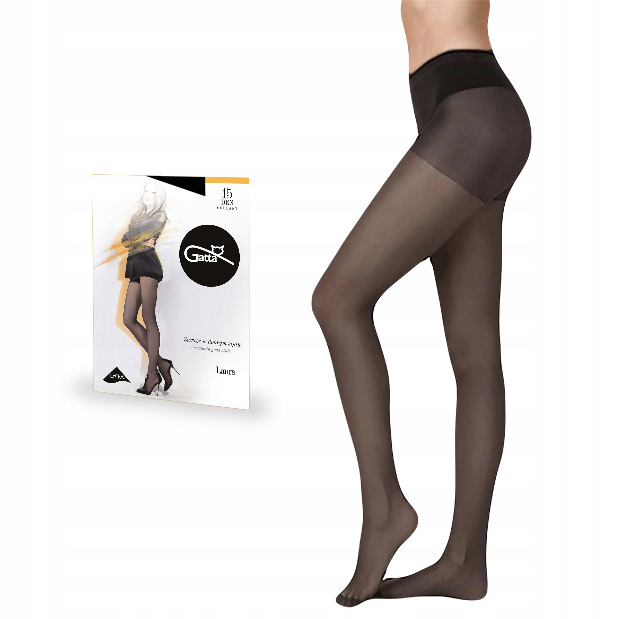 

Gatta rajstopy Laura 15 den lycra, Nero 1-XS