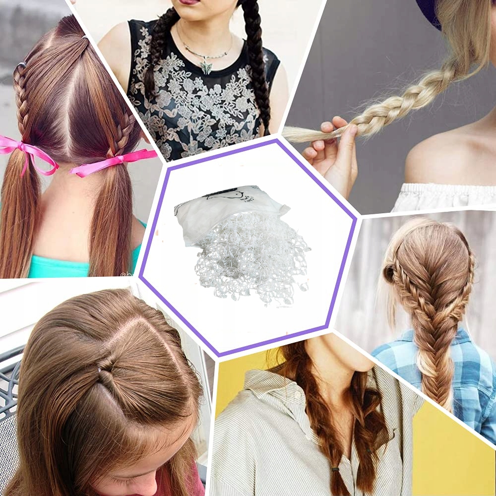 Zestaw Białe Gumki Do Włosów Warkoczyków 2000szt Kolor dominujący biały