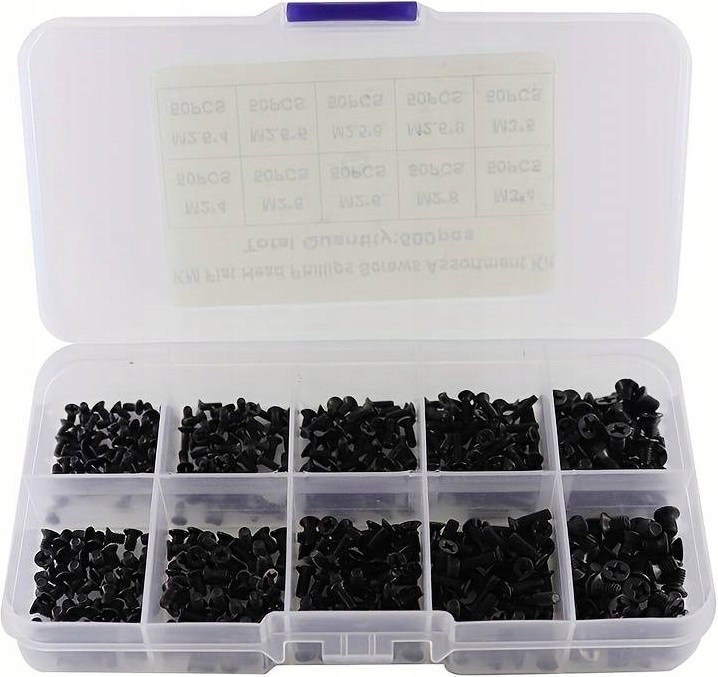 500 sztuk MAŁE ŚRUBKI DO LAPTOPA TABLETU GPS PŁASKI ŁEB ZESTAW PHILLIPS