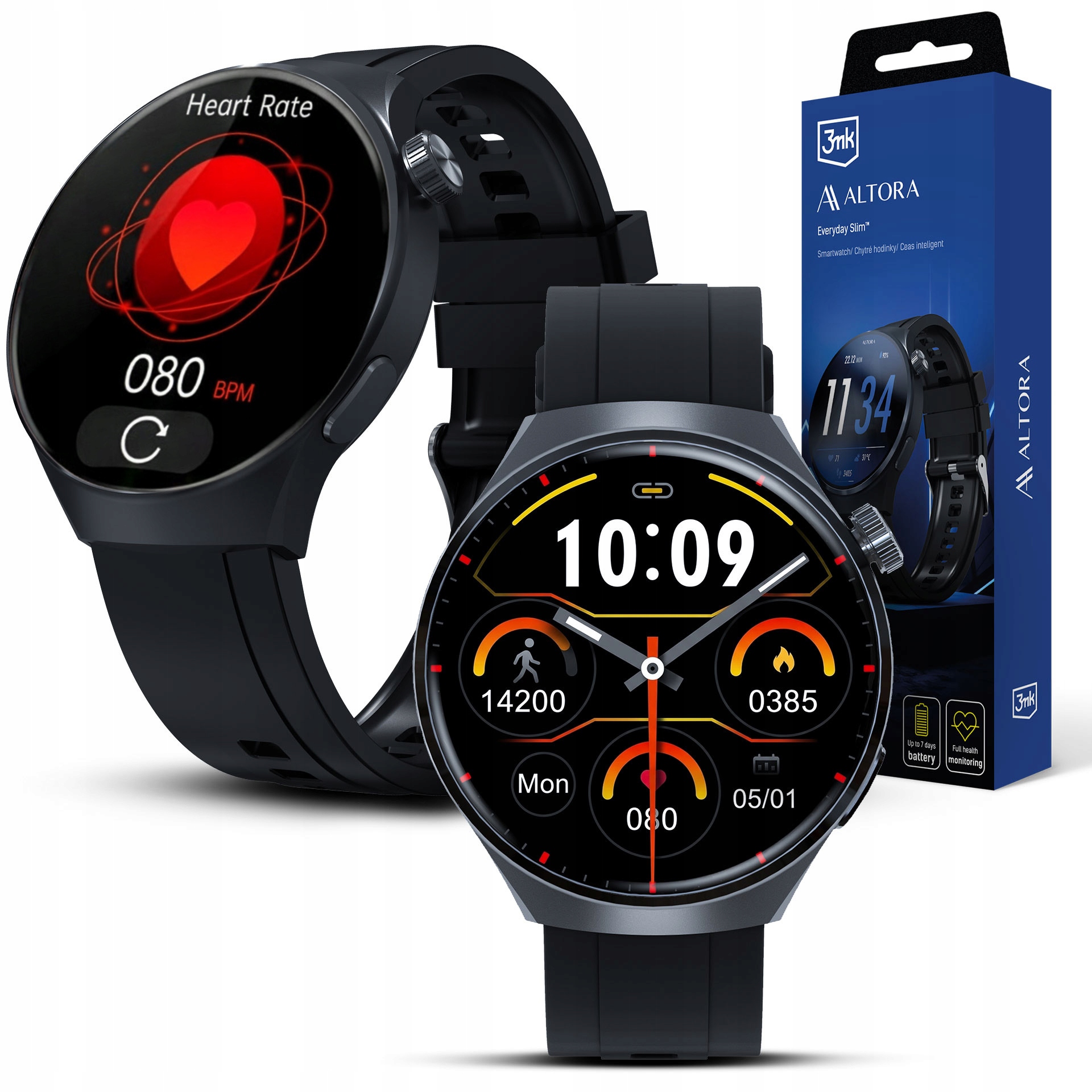 Chytré Hodinky 3mk Altora Everyday Slim IP68 Monitor srdečního tepu Baterie 7 dní