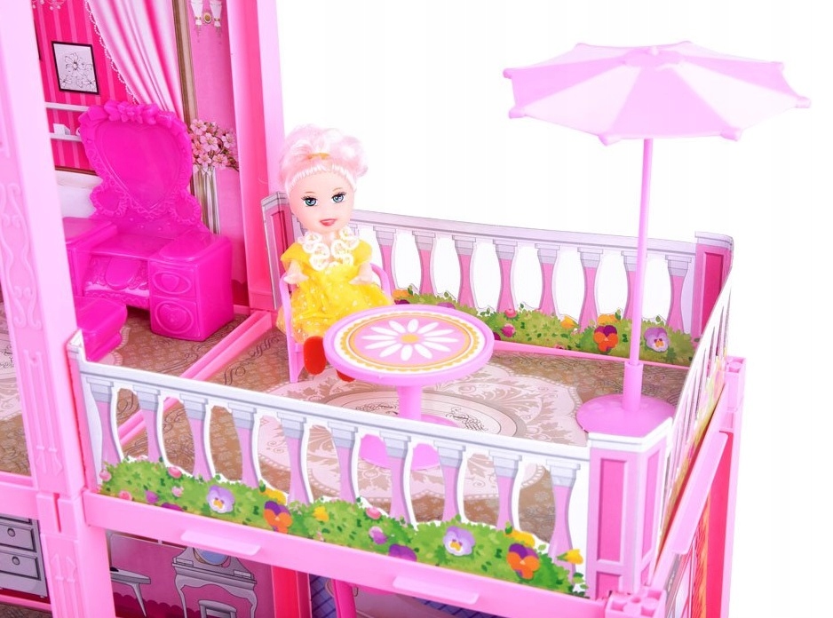DOMEK WILLA DLA LALEK Z LALKĄ MEBLAMI DO ZŁOŻENIA
