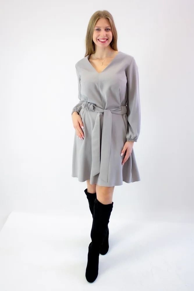 Šaty s páskem MIDI popelavá 40