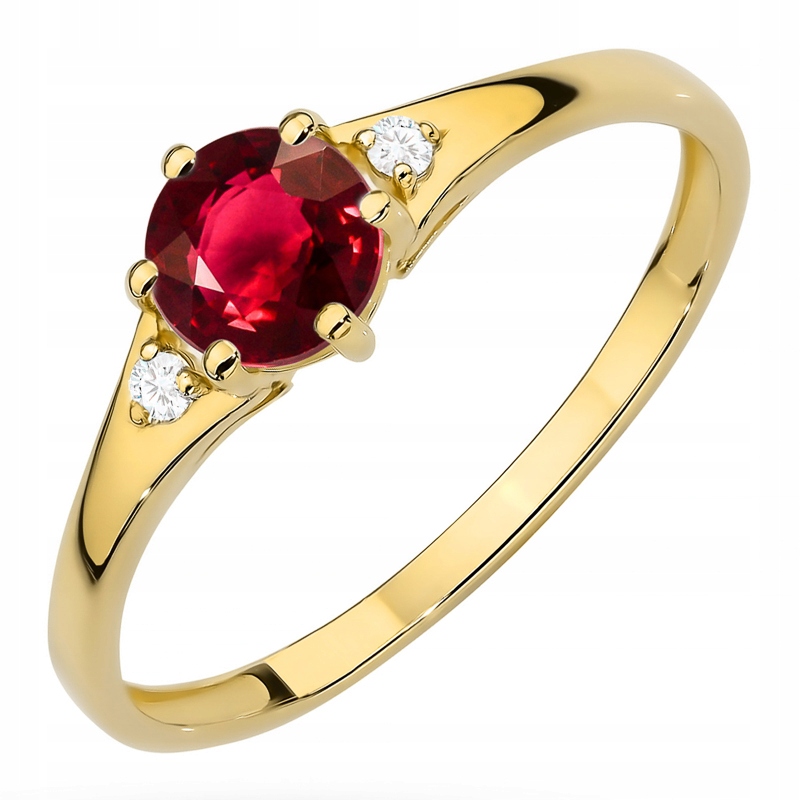 Zlatý Prstýnek Prsten pr. 585 14k s červeným očkem Zirkon vel. 20