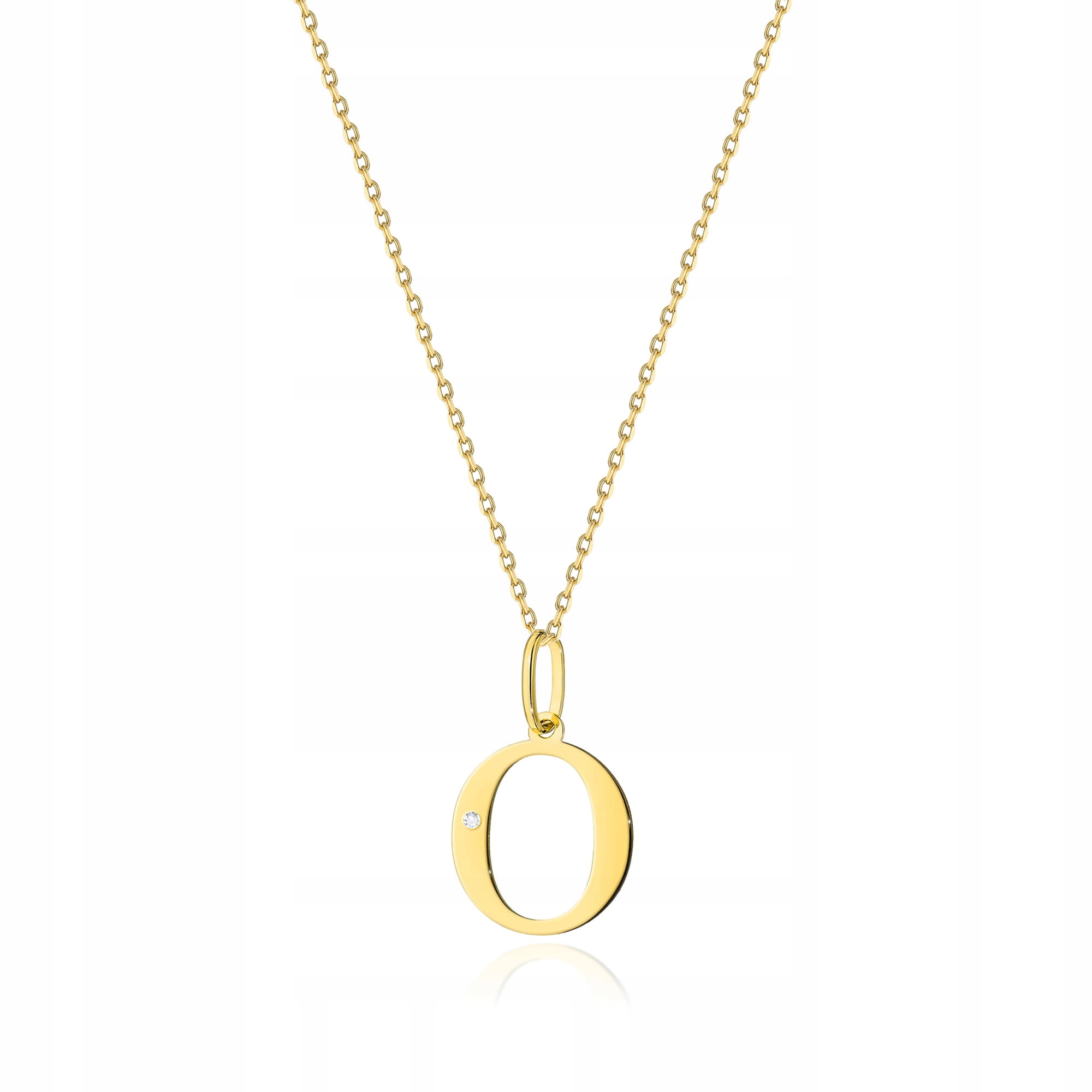 Zlatý náhrdelník s diamantem 585 celebrita s písmenem O, přírodní briliant