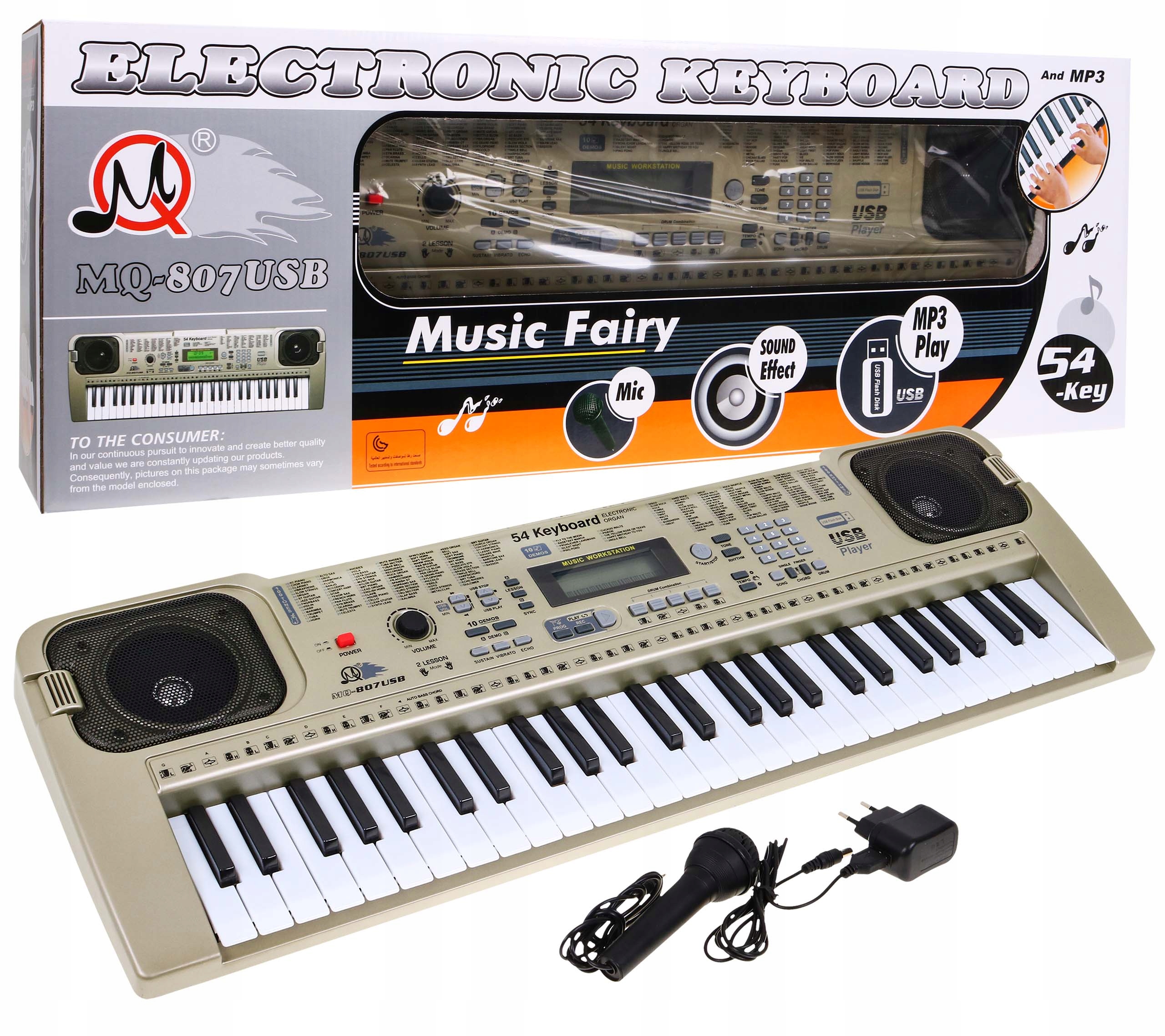 Keyboard Organy Pianino Dla Dzieci Do Nauki Gry Pianinko Usb MP3 Mikrofon