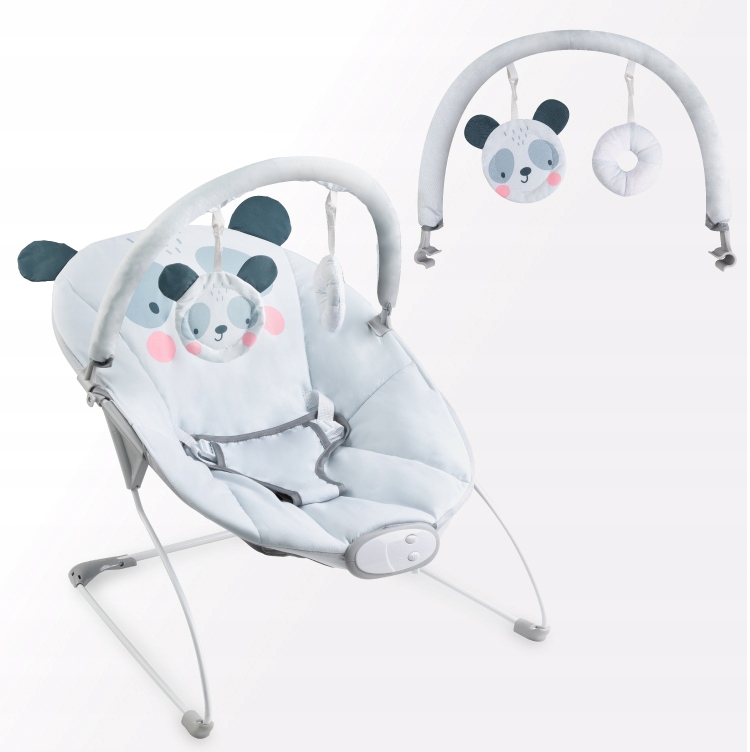 LEŻACZEK DLA NIEMOWLĄT - MoMi GLOSSY SZARY - ZABAWKI MELODIE WIBRACJE Marka MoMi