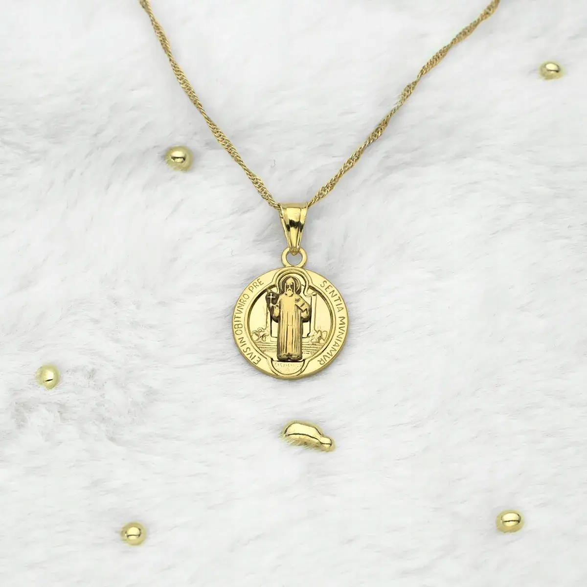 Medalik Świętego Benedykta Srebrny Pozłacany Marka inny