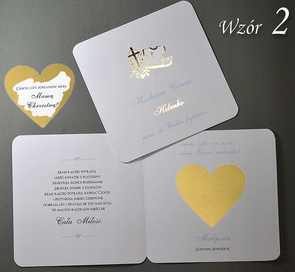 Prośba Pytanie Zdrapka Chrzestnej PERSONALIZOWANA Szerokość produktu 14.2 cm
