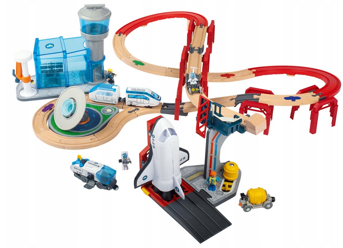 KOLEJKA NA BATERIE STACJA KOSMICZNA DREWNIANA TORY 67 EL POCIAG ELEKTRYCZNY