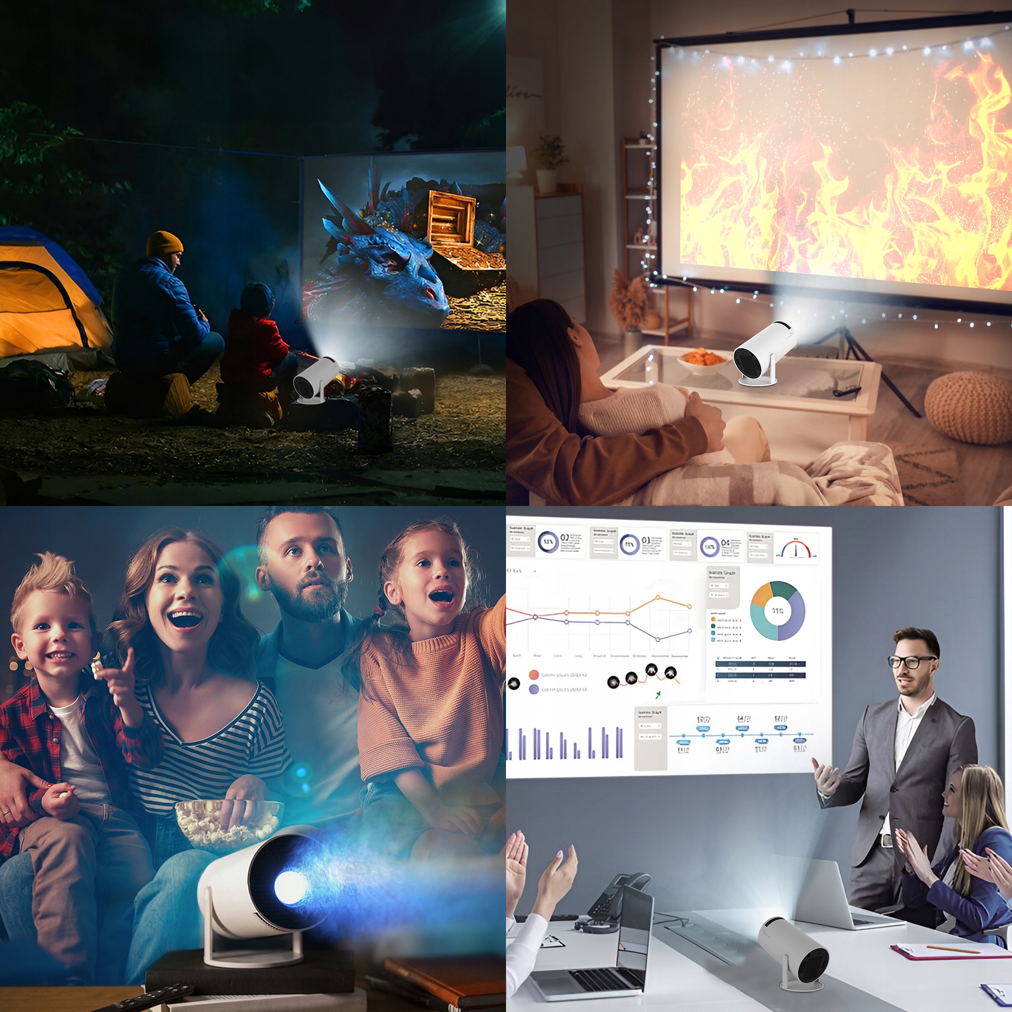 MINI PROJEKTOR OBROTOWY ANDROID TV Extralink Smart GŁOŚNIK DO OGRODU LATO Jasność lampy (ANSI) 120 lm