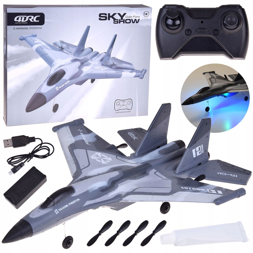 Samolot Sky Show Lekki Składany Samolot z Pianki z Led Napędem Usb RC0721