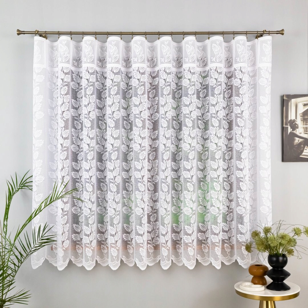Hotová Záclona S Šedým Pásem Ve Spodní Části, Žakár Bez Žehlení 450x150