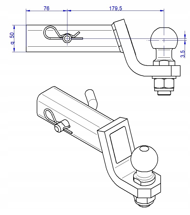 АДАПТЕР ФАРКОП ФАРКОП США ШАРИК ФАРКОПА 50X50 3500 KG фото 2