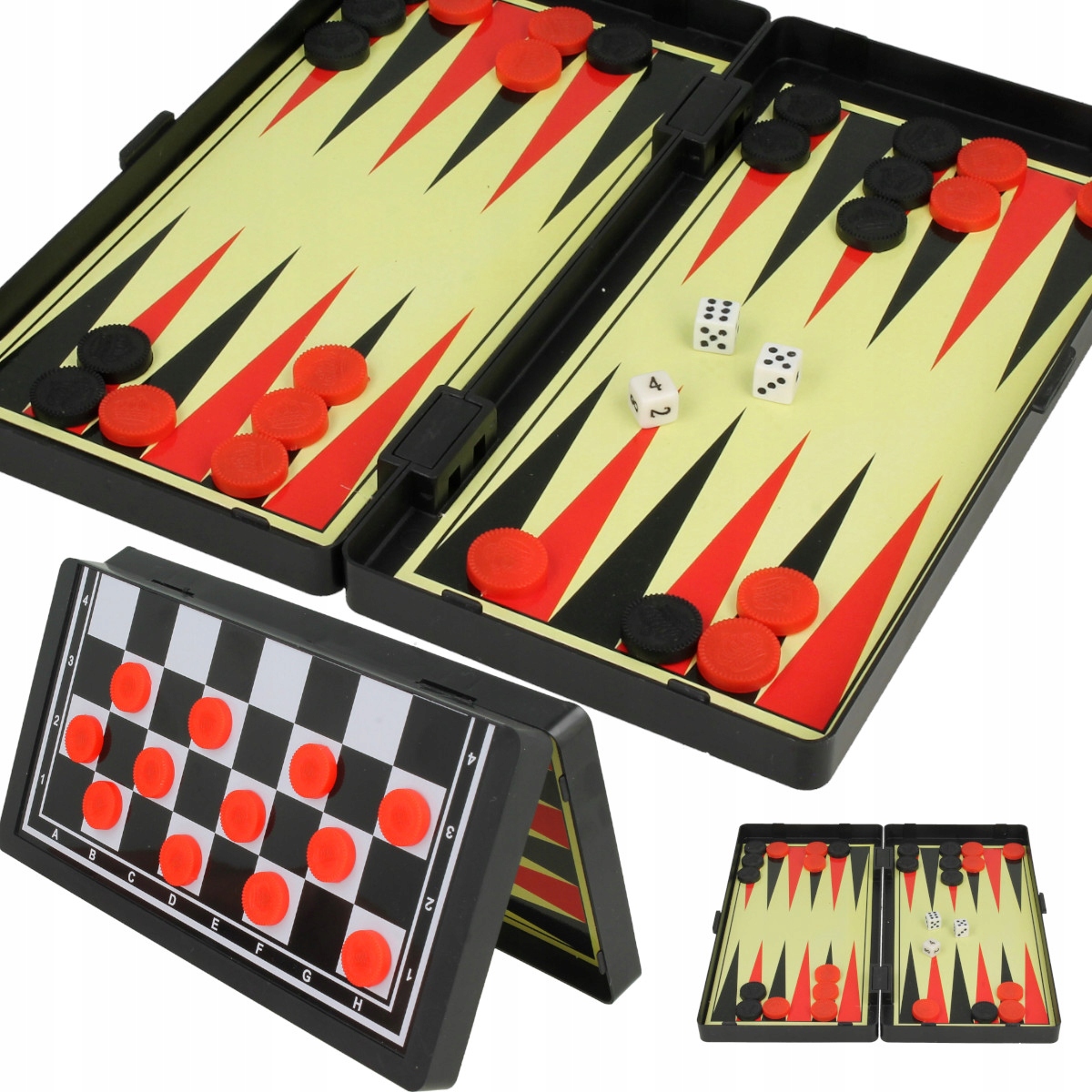 SZACHY MAGNETYCZNE KLASYCZNE WARCABY TRYKTRAK 3W1 Producent inny