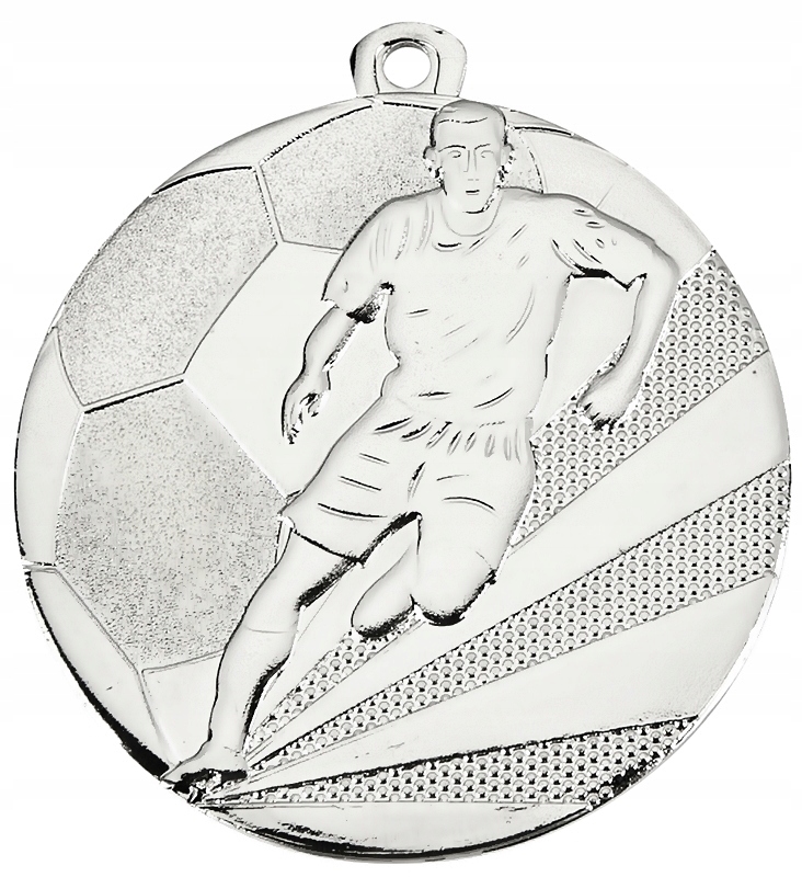 MDX012-S-zestaw 10szt Medal stalowy Piłka Nożna kolor srebrny R-50mm
