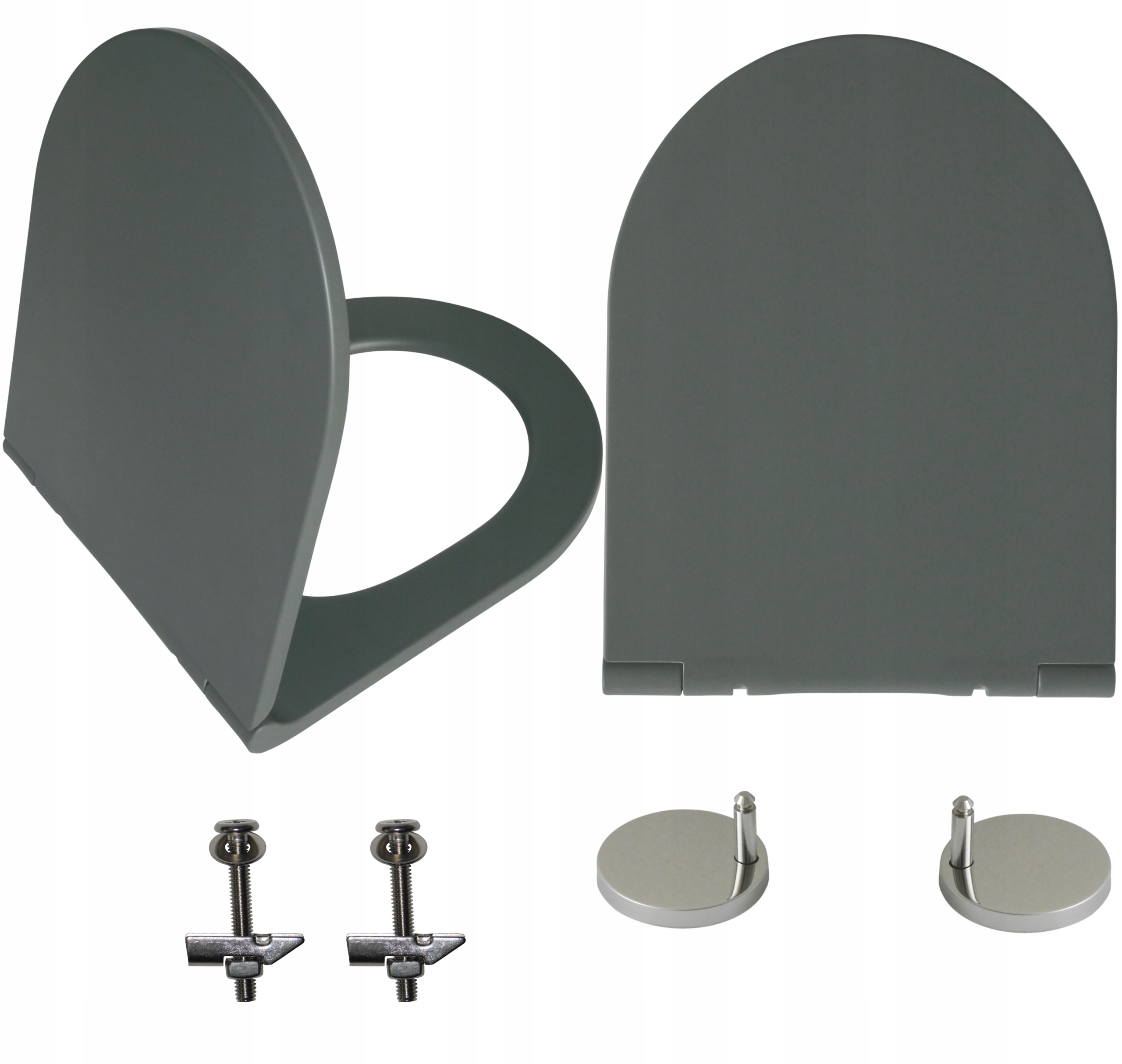 deska WC sedesowa klozetowa WOLNOOPADAJĄCA SZARA matowa typ U pokrywa 36x42