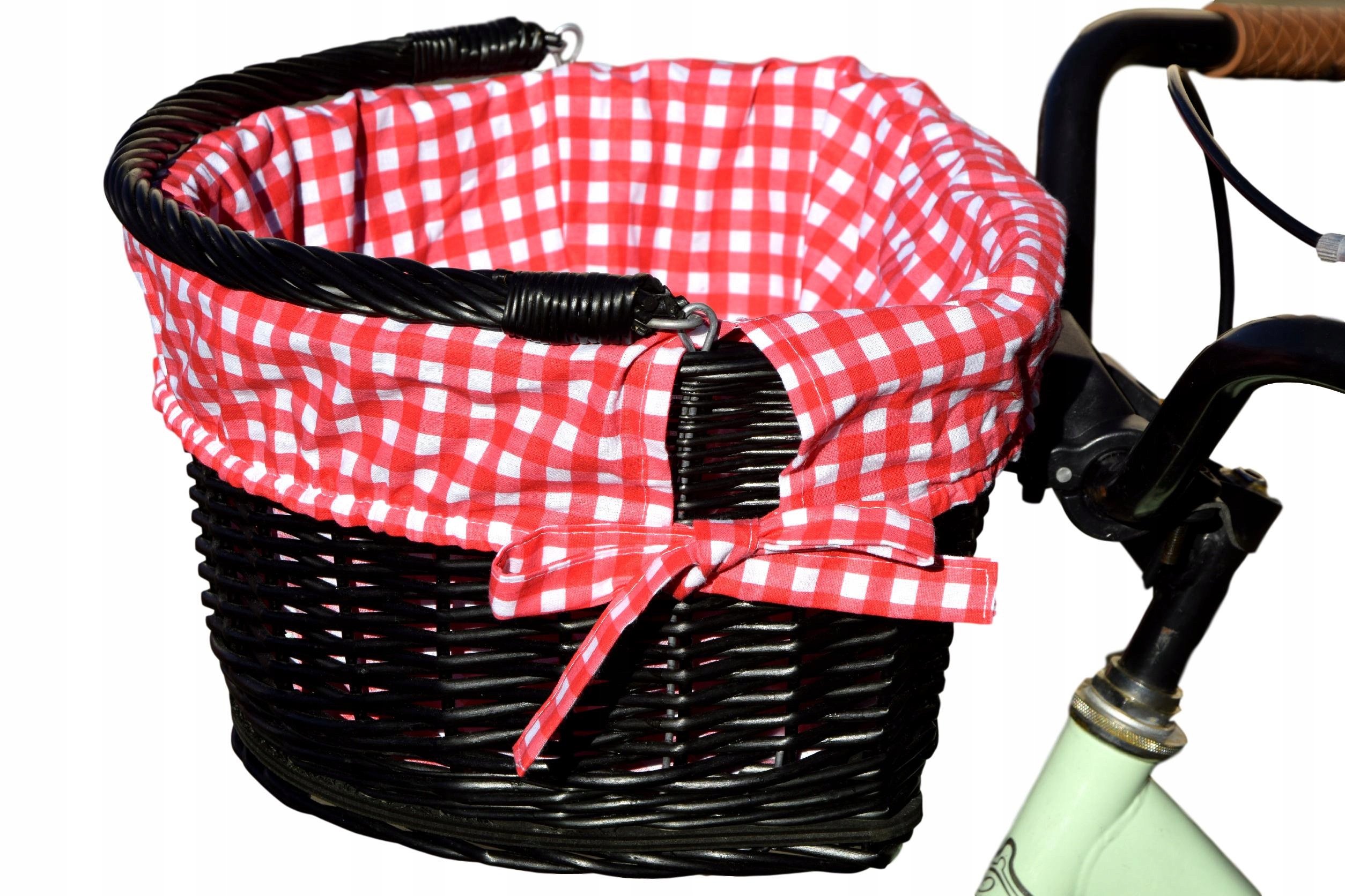 Koszyk wiklinowy na rower kosz Czarny z wikliny