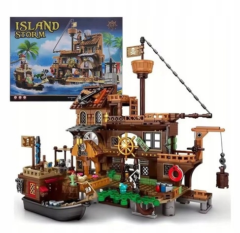 Zestaw klocków WYSPA PIRACKA klocki konstrukcyjne WYSPA ZE STATKIEM