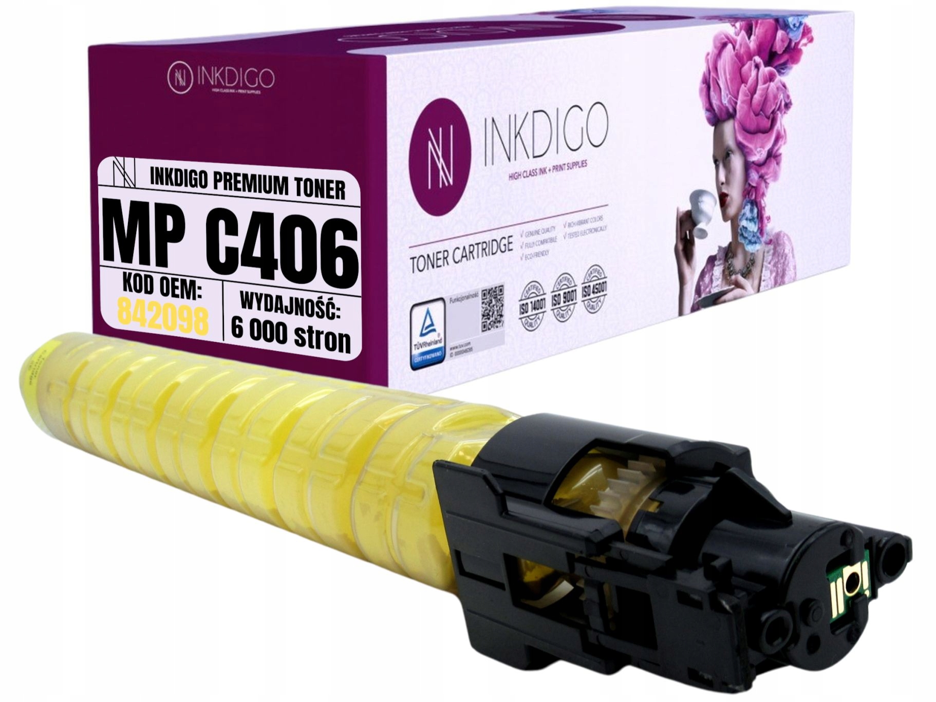 Toner pro tiskárny Ricoh MPC306 MPC307 MPC406, náhrada 842098