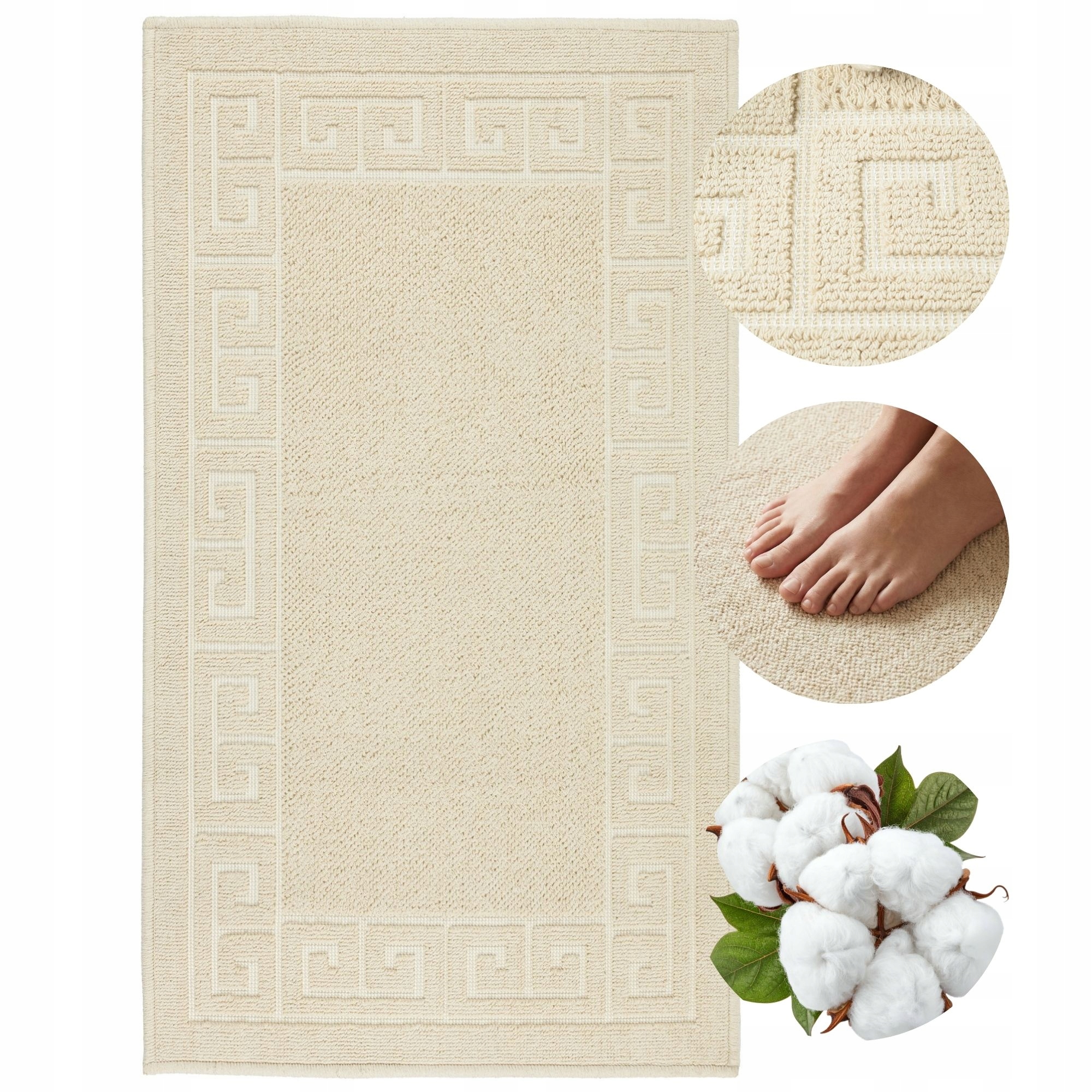 Koupelnový koberec Velký Egyptská Bavlna 73x135 Savý Protiskluzový Hotelový