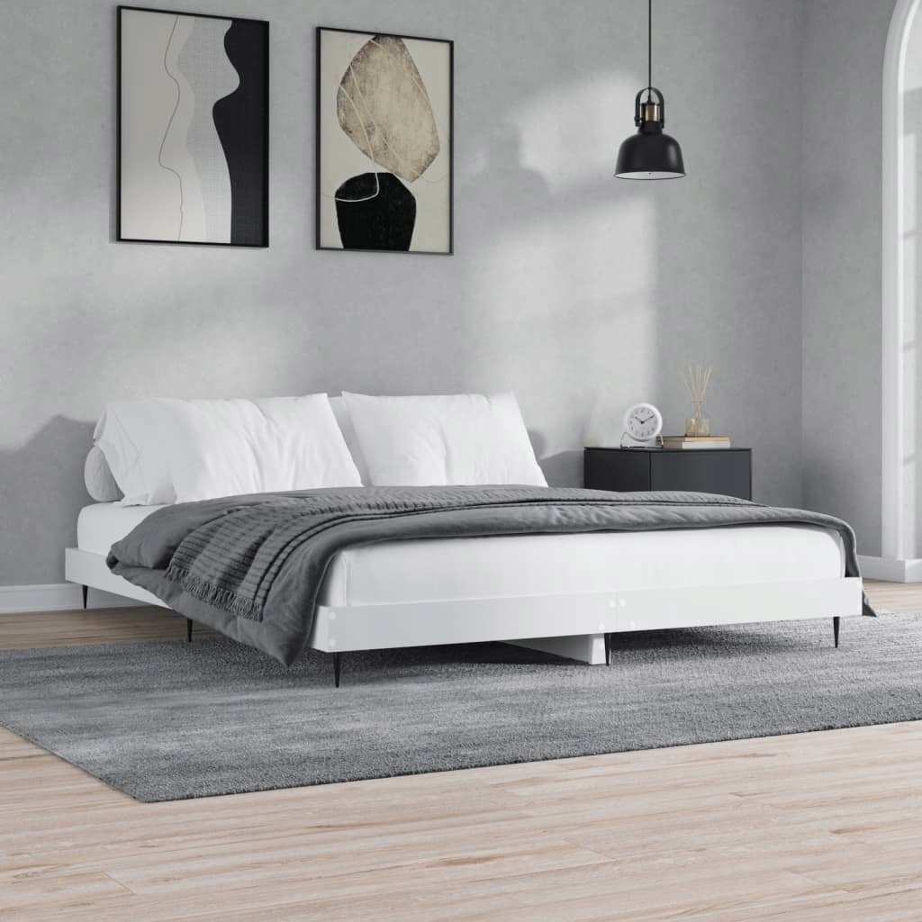 Rám postele, bílý, 200x200 cm, materiál dřevopoch