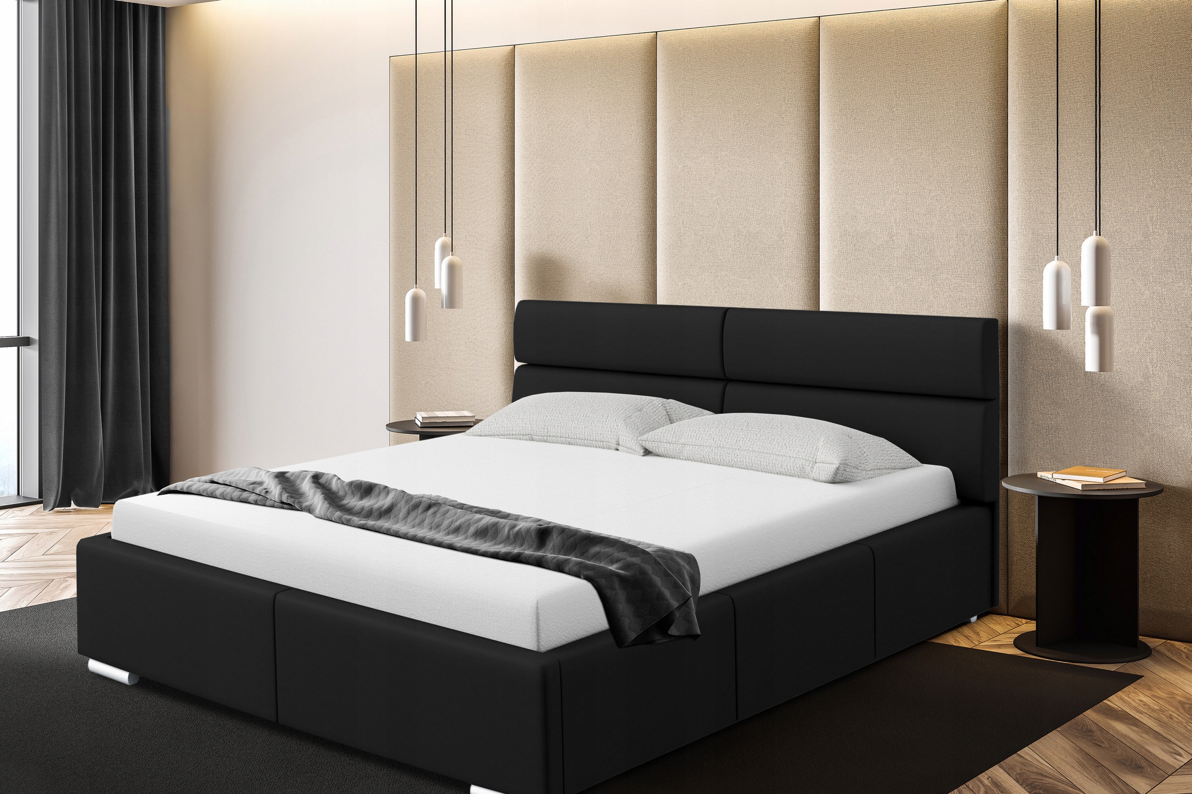 

Łóżko tapicerowane 180x200 pojemnik+stelaż Monako