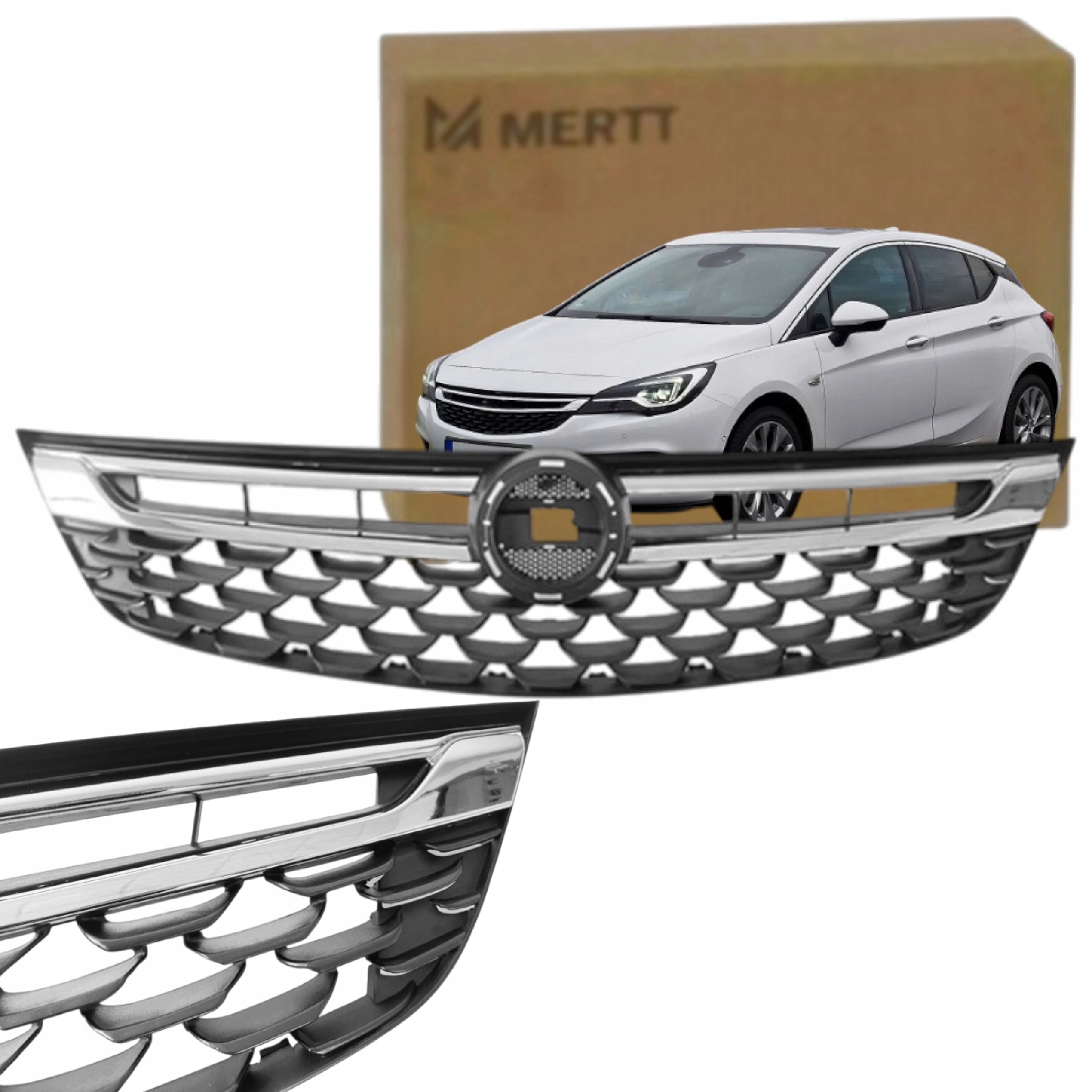 Opel Astra K 2017-2019 Gril Atrapa Přední Lišty Chromované Podložka