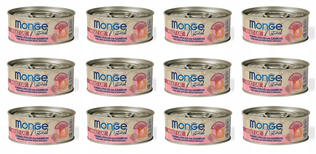 Levně Monge Natural – tuňák s kuřecím masem a krevetami 12 x 80 g