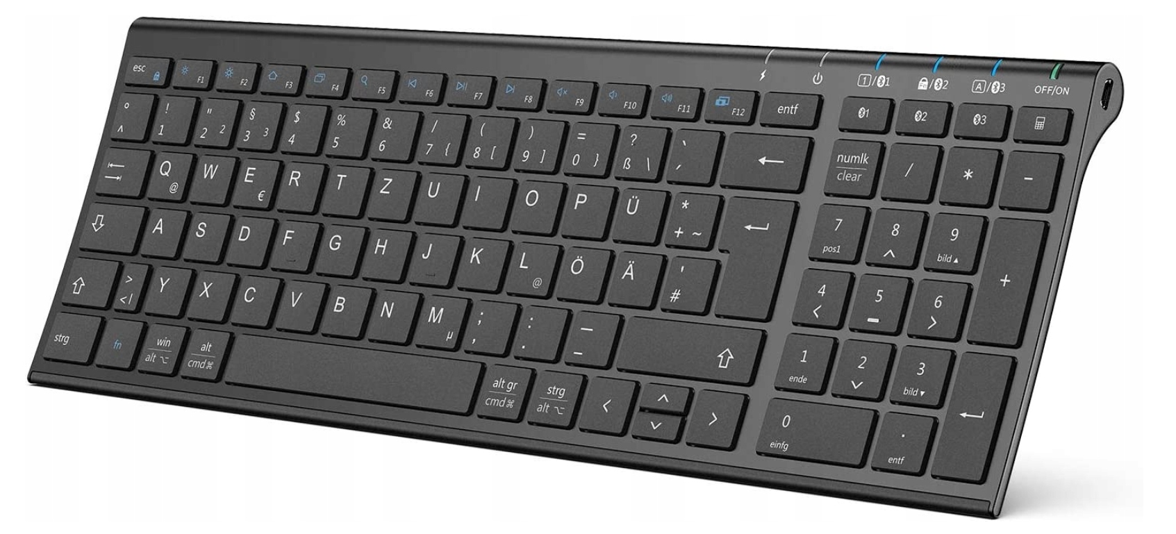 

Klawiatura Bluetooth BK10 szaro-czarna niemiecka