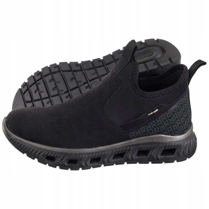 Dámské Kožené Boty Kotníkové Boty Nazouvací Rieker Černé M6053-00 Black