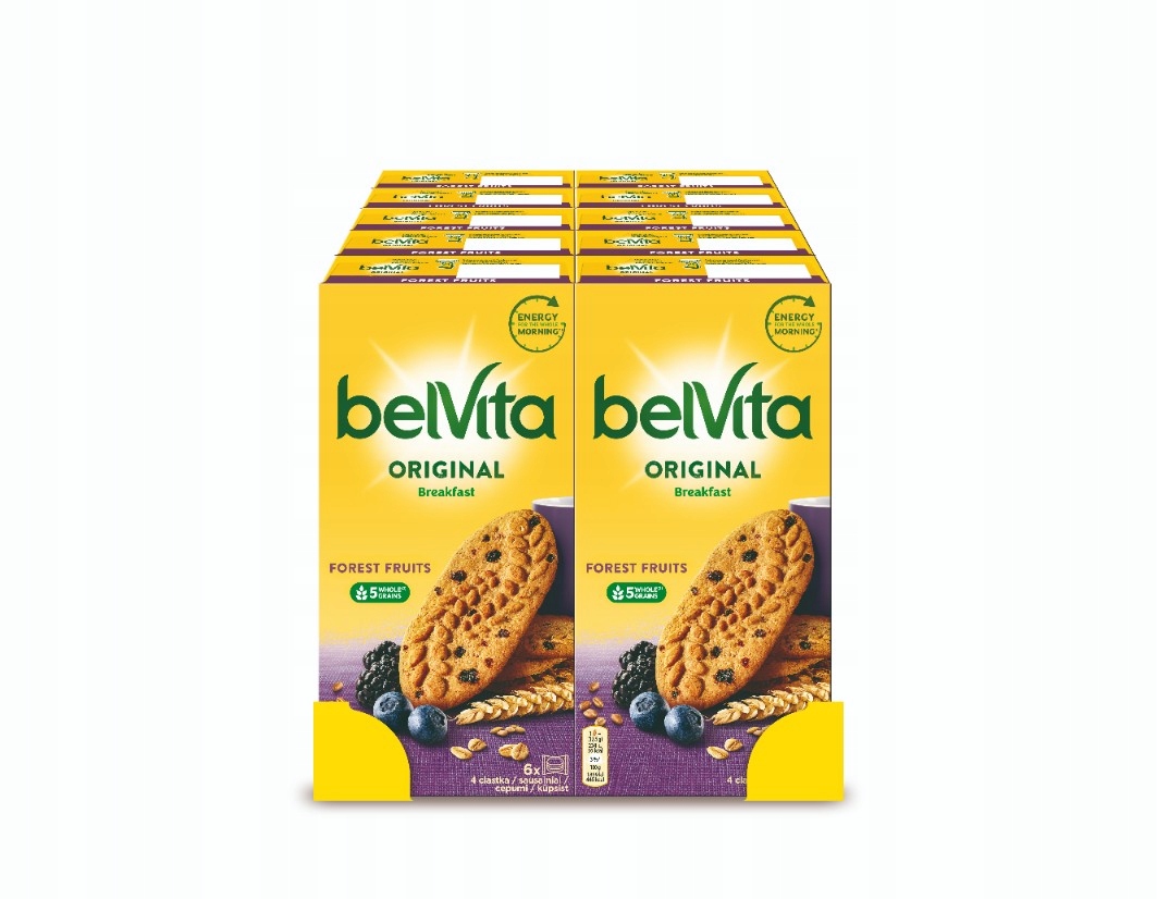 Ciastka kruche zbożowe BelVita owoce leśne 300g x 10 na śniadanie do biura