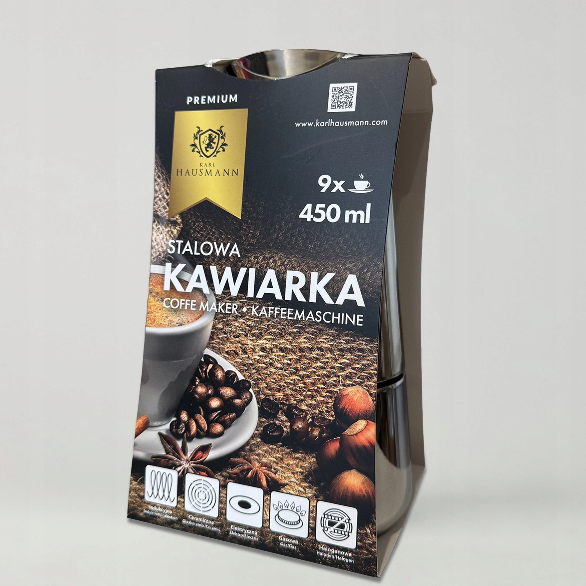 KAWIARKA STAL NIERDZEWNA ZAPARZACZ DO KAWY KAFETERKA WŁOSKA MOKA NA 9 KAWY